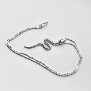 Sterling Silver Long Snake Necklace, Reptile Necklace, Silver Necklaces